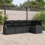 Cumpara ieftin Set de canapele pentru grădină cu pernă 5 pcs Negru Rattan poli