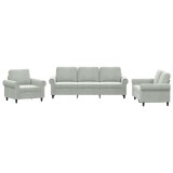 Cumpara ieftin Set de canapele cu perne, 3 piese, gri deschis, catifea