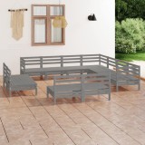 VidaXL Set mobilier de grădină, 11 piese, gri, lemn masiv de pin 3083156