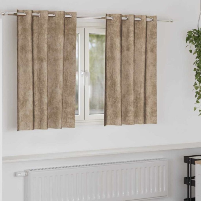 Draperie cu perdele 2 pcs Șampanie 140 x 140 cm Catifea