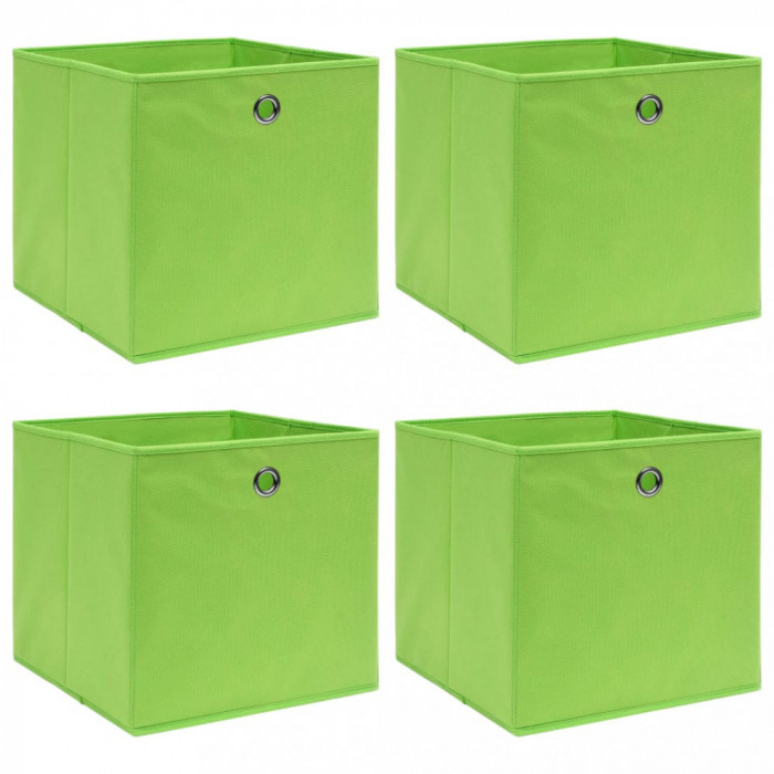 Cutii de depozitare, 4 buc., verde, 32x32x32 cm, textil GartenMobel Dekor