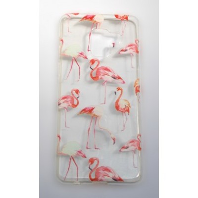 Husa Silicon Ultra Slim, Model Flamingo, Samsung A520 Galaxy A5 2017, Transparent / Orange, Blister foto