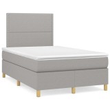 Gossi pat cu arcuri, saltea si led, gri deschis, 120x190 cm, textil