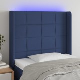 Gossi tablie de pat cu led, albastru, 103x16x118/128 cm, textil