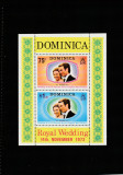 Dominica 1973- Mariaj Printesa Anne cu Mark Phillips,Bloc dantelat,MNH Mi.380, Regi, Nestampilat