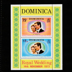 Dominica 1973- Mariaj Printesa Anne cu Mark Phillips,Bloc dantelat,MNH Mi.380