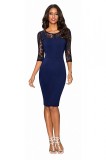 V863-4 Rochie casual eleganta cu maneci dantela si aspect bodycon, M/L