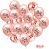 Set 10 baloane din latex, flippy, model party bride to be, 30 cm, 2.8 g, transparent, cu confetti, roz