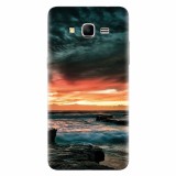 Husa silicon pentru Samsung Grand Prime, Dramatic Rocky Beach Shore Sunset