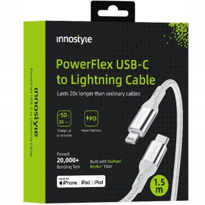 Innostyle Usb-C Cablu De &amp;Icirc;ncărcare Rapidă Usb-C Lightning Mfi Pentru Iphone Kevlar 2M foto