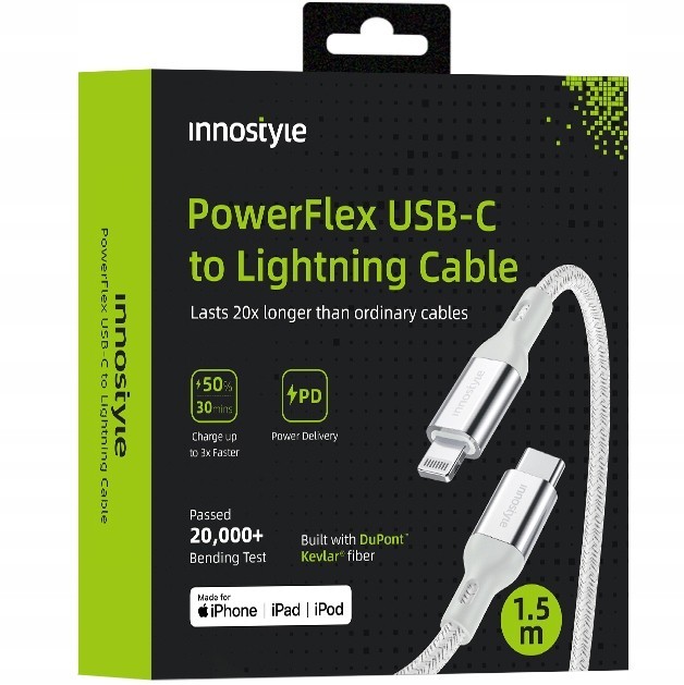 Innostyle Usb-C Cablu De &Icirc;ncărcare Rapidă Usb-C Lightning Mfi Pentru Iphone Kevlar 2M
