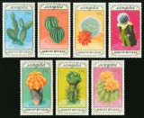 Set 7 timbre Mongolia 1989 &ndash; Cactuși și plante suculente &icirc;nflorite &ndash; Floră, MNH
