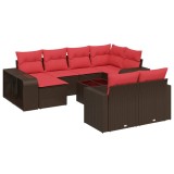 Cumpara ieftin Set canapele de gradina cu 11 piese si perne, poliratan maro