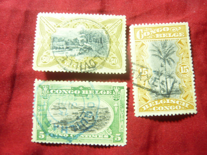 Serie mica Congo Belgian 1909, Vederi, 3 val.stampilate