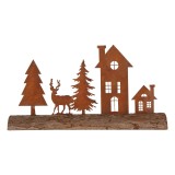 Cumpara ieftin Decoratiune Craciun Peisaj lemn metal maro 36x7x18 cm