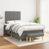 Cumpara ieftin Pat box spring cu saltea, gri &icirc;nchis, 120x200 cm, textil
