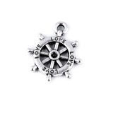 Pandantiv metalic decorativ timona, diametru 15 mm Platinum, Crisalida