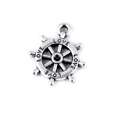 Pandantiv metalic decorativ timona, diametru 15 mm Platinum foto