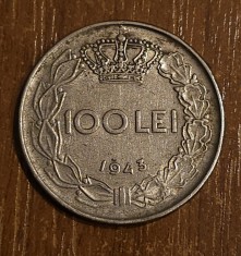 100 lei 1943, Romania, varianta cu riduri, rara
