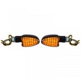 Semnale de &icirc;ntoarcere LED mini pentru motocicleta, stil sageata personalizat, indicatoare mini negre + E-Mark Performance AutoTuning