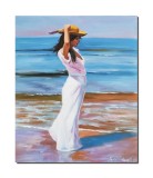Cumpara ieftin Tablou pictat manual living, dormitor, In briza marii, o zi minunata, 60x50cm ulei pe panza, gata de agatat pe perete