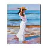 Tablou pictat manual living, dormitor, In briza marii, o zi minunata, 60x50cm ulei pe panza, gata de agatat pe perete