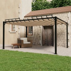 vidaXL Pavilion cu acoperiș jaluzea gri taupe 3x4 m țesătură&amp;aluminiu
