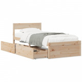 Cadru de pat cu sertare, 75x190 cm, lemn masiv de pin GartenMobel Dekor, vidaXL