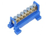 Conector regletă de conexiuni 16mm2 7 borne albastră