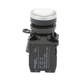Buton de comanda cu revenire alb LA42, 1NO+1NC, 10A/600V AC