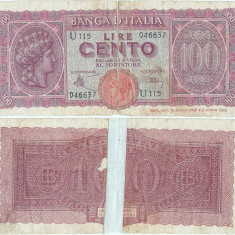 1944 (10 XII), 100 lire (P-75a) - Italia!