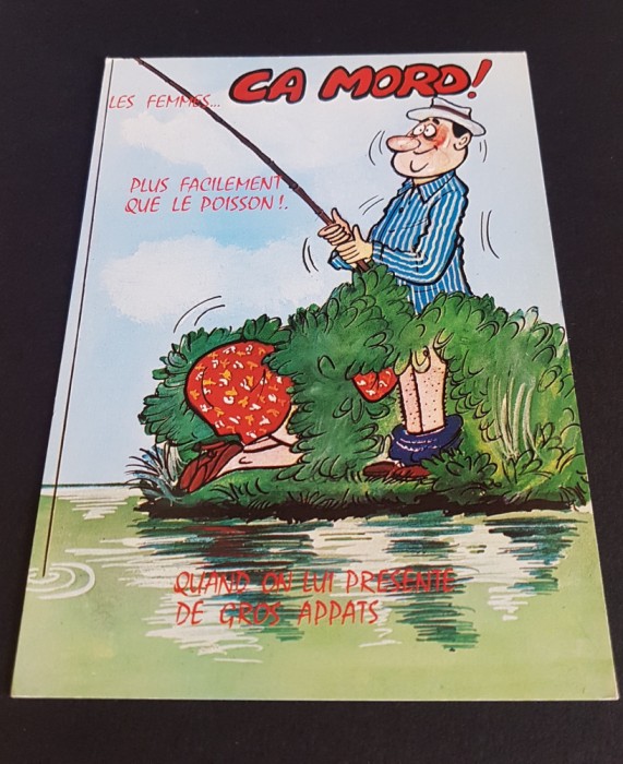 Pescuit cu Momeli Atractive-Carte Poștală Umoristică Franțuzească