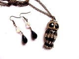 set colier si cercei cu&nbsp; bufnita cu cristale 35746