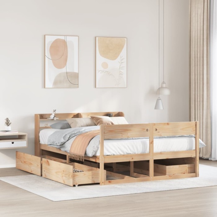 Gossi cadru de pat fara saltea, 160x200 cm, lemn masiv pin