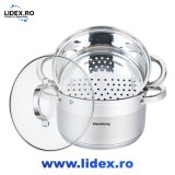 Oala inox pentru fiert cu aburi Klausberg KB7144, capacitate 5 L, 3 piese, inductie, capac
