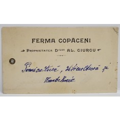 FERMA COPACENI , PROPRIETATEA D- LUI AL. GIURCU , ETICHETA , INTERBELICA