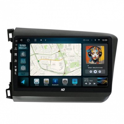 Navigatie Honda Civic (2012-2015) 2GB RAM Android 13 GPS Wi-FI Carplay Android Auto USB Bluetooth Radio Waze Touchscreen 9 inch foto