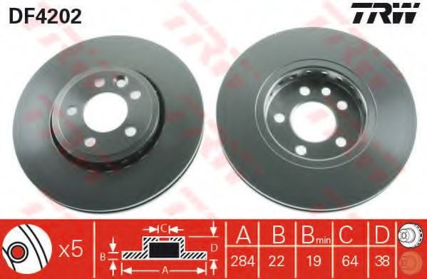 Disc frana ROVER 75 (RJ) (1999 - 2005) TRW DF4202