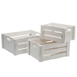 Cumpara ieftin Set 3 cutii depozitare lemn alb 26 x 18 x 13 cm, 31 x 23 x 14 cm, 36 x 28 x 15 cm