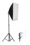 Softbox cu soclu de 4 becuri, trepied reglabil 200 cm, 4 becuri de 85W