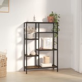 Biblioteca Gossi 80x30x120cm, Lemn &amp; Otel, Maro Inchis/Negru, Rafturi Depozitare, Living/Birou