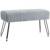 HOMCOM Bancă de Pat Tapițată cu Piele Ecologică și Lemn, Bancă de Intrare cu Picioare Metalice, 82x30x47 cm, Gri | Aosom Romania