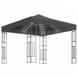 Pavilion cu sir de lumini LED, antracit, 3x3 m, tesatura GartenMobel Dekor, vidaXL