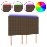Cumpara ieftin Tablie de pat cu LED, maro inchis, 144x5x118/128 cm, textil