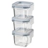 Set 3 caserole din sticla cu capac, 180 ml, patrat