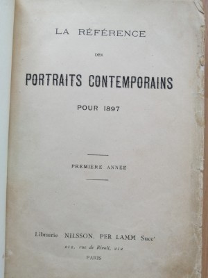 La Reference Des Portraits Contemporains Pour 1897 , Collection Nilsson. foto