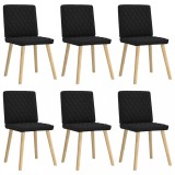 Gossi scaune de sufragerie 6 buc. negru material textil
