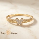 Cumpara ieftin Bratara Fluturele Regal , Bratara fixa placata cu aur 14K cu zirconia albe