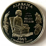 AMERICA QUARTER DOLLAR 2003 AG.900,PROOF, S. (Portretul lui Helen Keller-Alabama, America de Nord, Argint