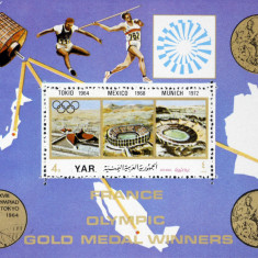 YEMEN A.R. MEXIC-1968-1972 OLIMPIADE-Medalii de Aur-Franta-1S/Sh. YAR 054